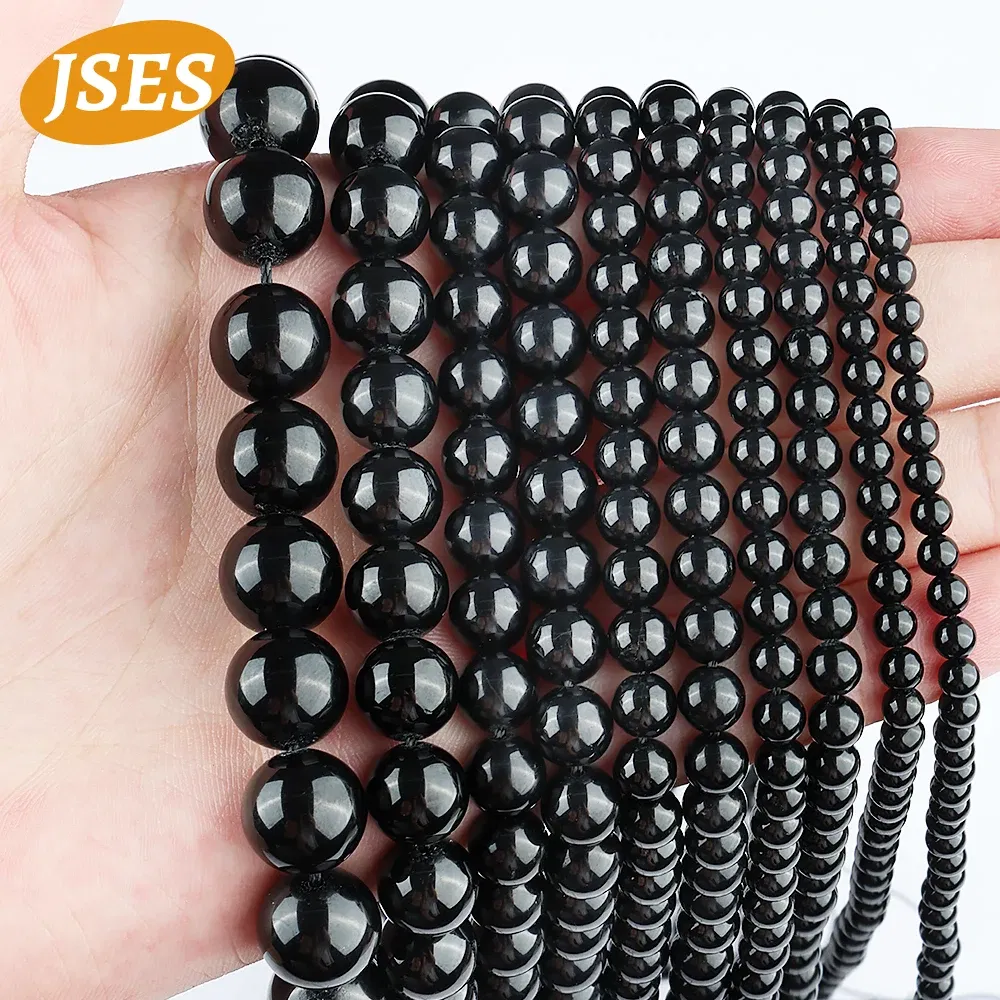 Color: green, Item Diameter: 10mm - 3A Natural Black Tourmaline 4mm 6mm 8mm 10mm Beads for Jewelry Making DIY Bracelets Necklace Wholesale Beads Accessories