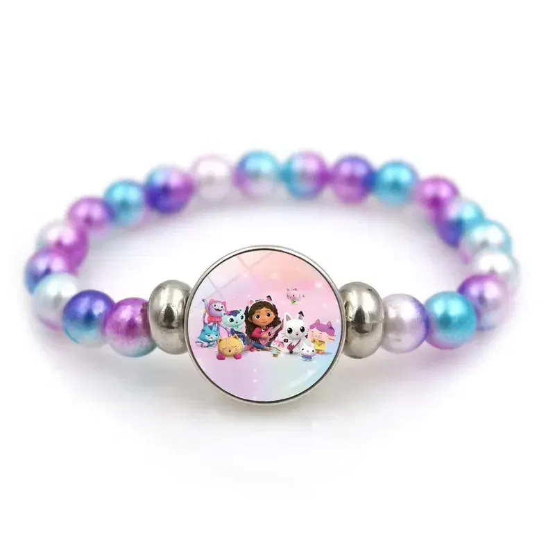 Color: DEEP BLUE, Size: 12" - Gabby Dollhouse Bracelet Fashion Beaded Wristband Cartoon Anime Jewelry Accessories Kids Girls Boys Birthday Baby Shower Gift