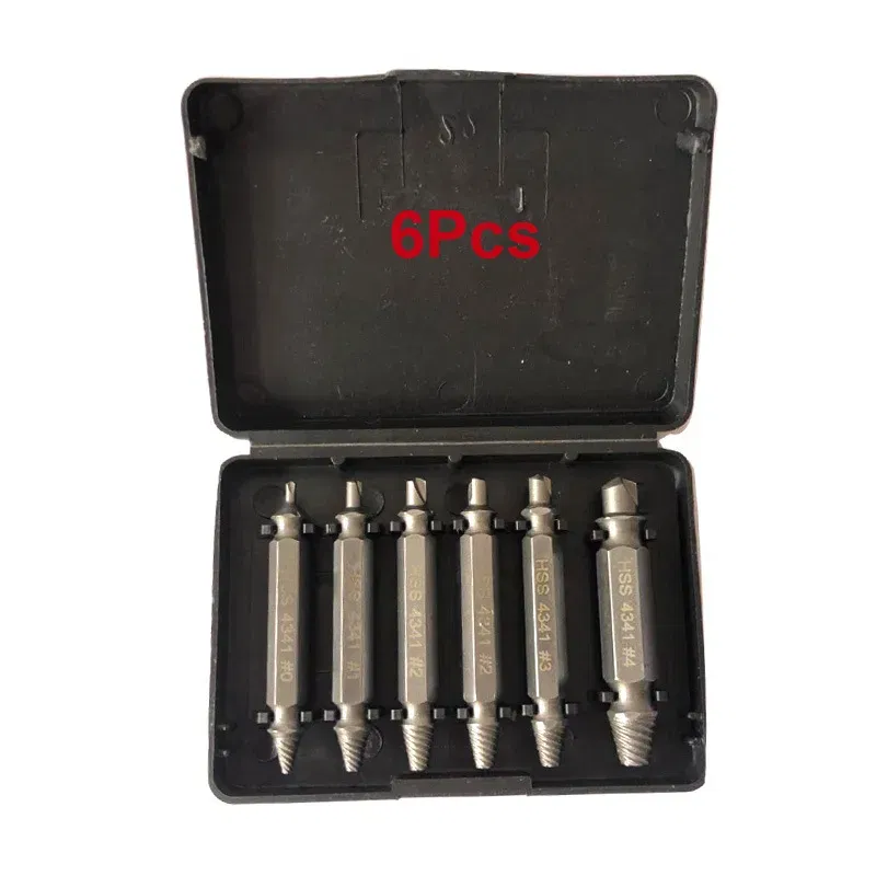 Color: Gold - HSS Extractor Double Head Screw Slide Tooth Removal Screwdriver Screwdriver Bit Broken Wire 6pc Tool Set
