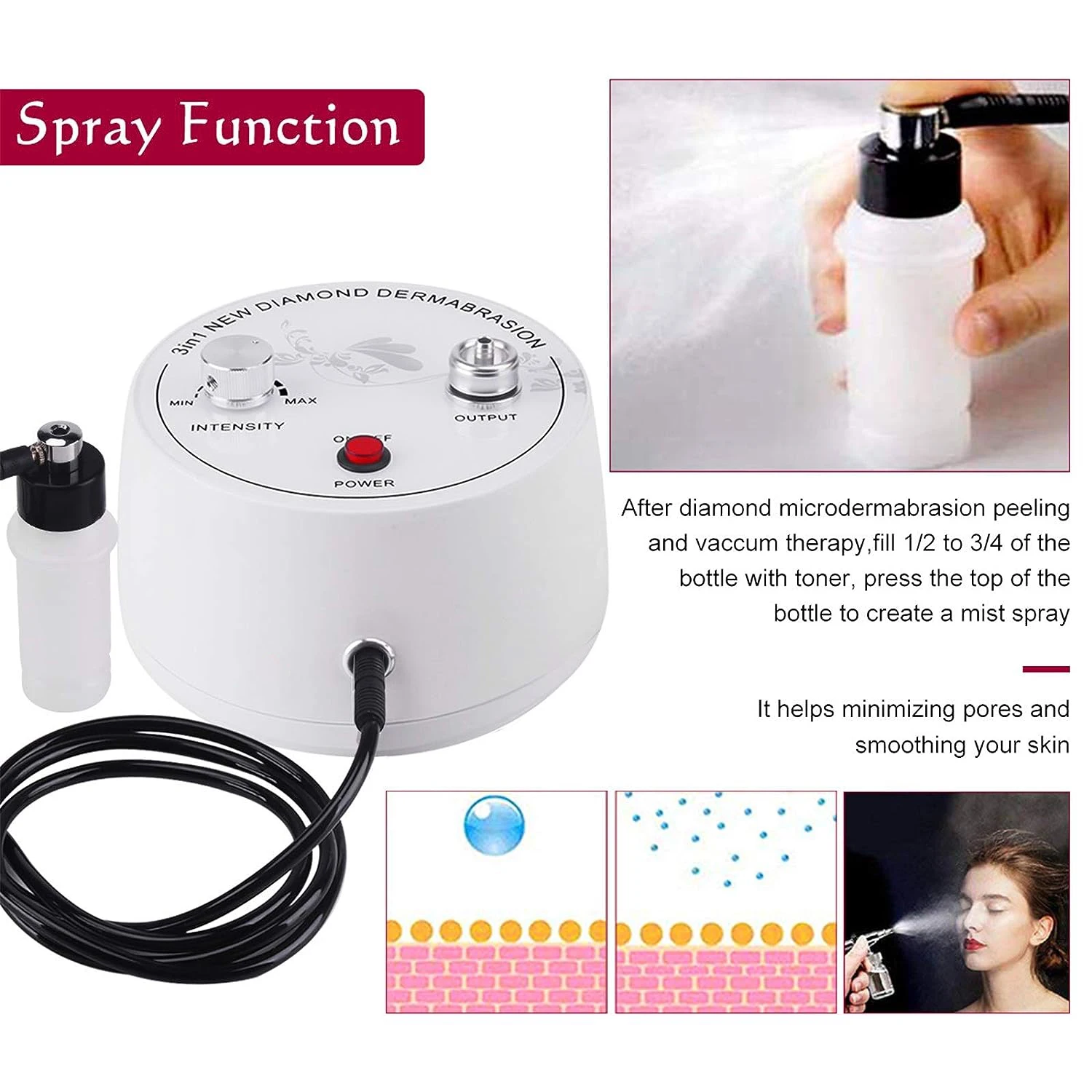 Color: Pink, Ships From: CHINA - Professional Diamond Microdermabrasion Machine For Facial Peeling Skin Care Blackhead Removel Water Spray Exfoliation Machine