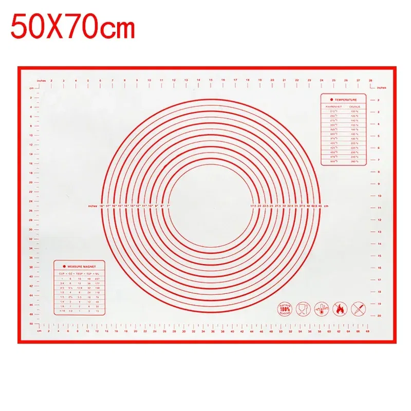 Color: Brown, Size: L - Large Size Silicone Kneading Pad Non-Stick Surface Rolling Dough Mat With Scale Kitchen Cooking Pastry Sheet Oven Liner Bakeware