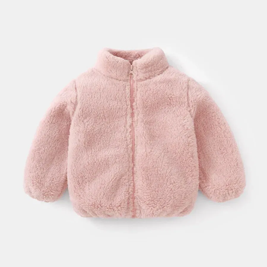 Color: SKY BLUE, Kid Size: 12M - Solid Color Fashion Children Plush Coat Autumn Winter Warm Baby Girl Boy Casual Jacket Greatcoat Kids Clothing Toddler Outerwear