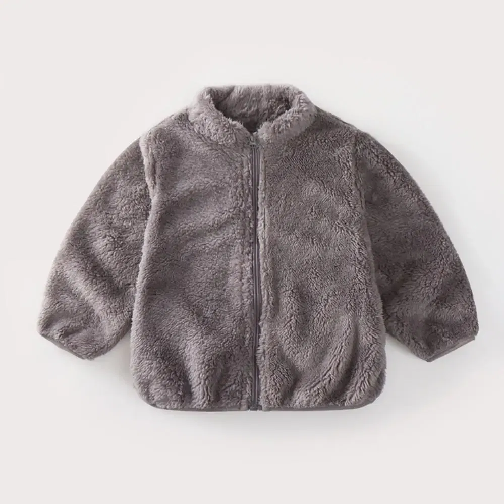 Color: SKY BLUE, Kid Size: 12M - Solid Color Fashion Children Plush Coat Autumn Winter Warm Baby Girl Boy Casual Jacket Greatcoat Kids Clothing Toddler Outerwear