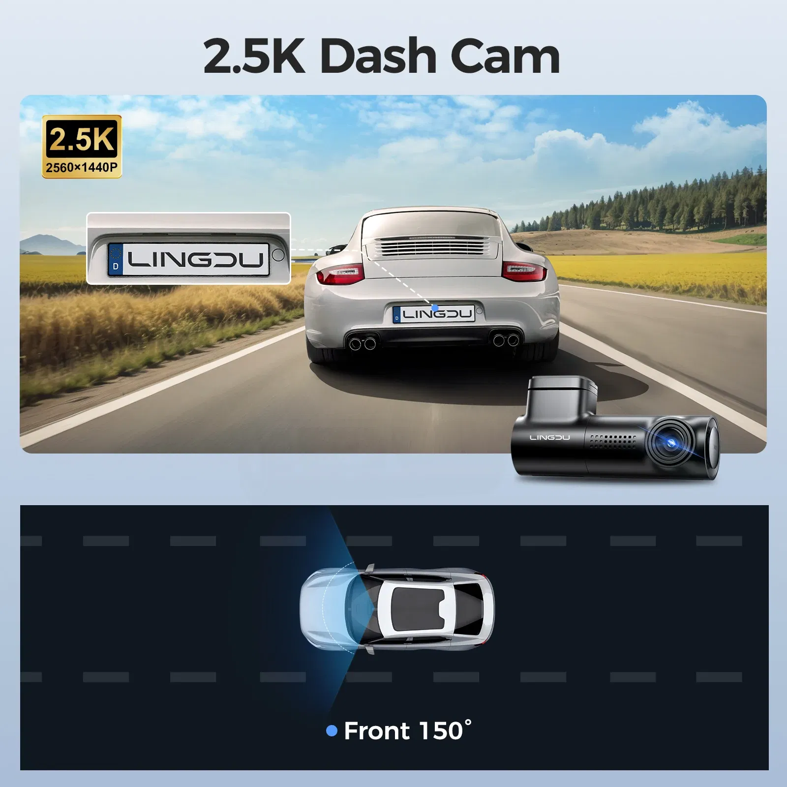 Color Name: WHITE, Ships From: CHINA, Sd Card Memory: 16g - LINGDU D100 2.5K Dash Cam Front MINI Dash Camera for Cars Voice Control WDR Car DVR Parking Mode Built-in GPS WiFi Night Vision