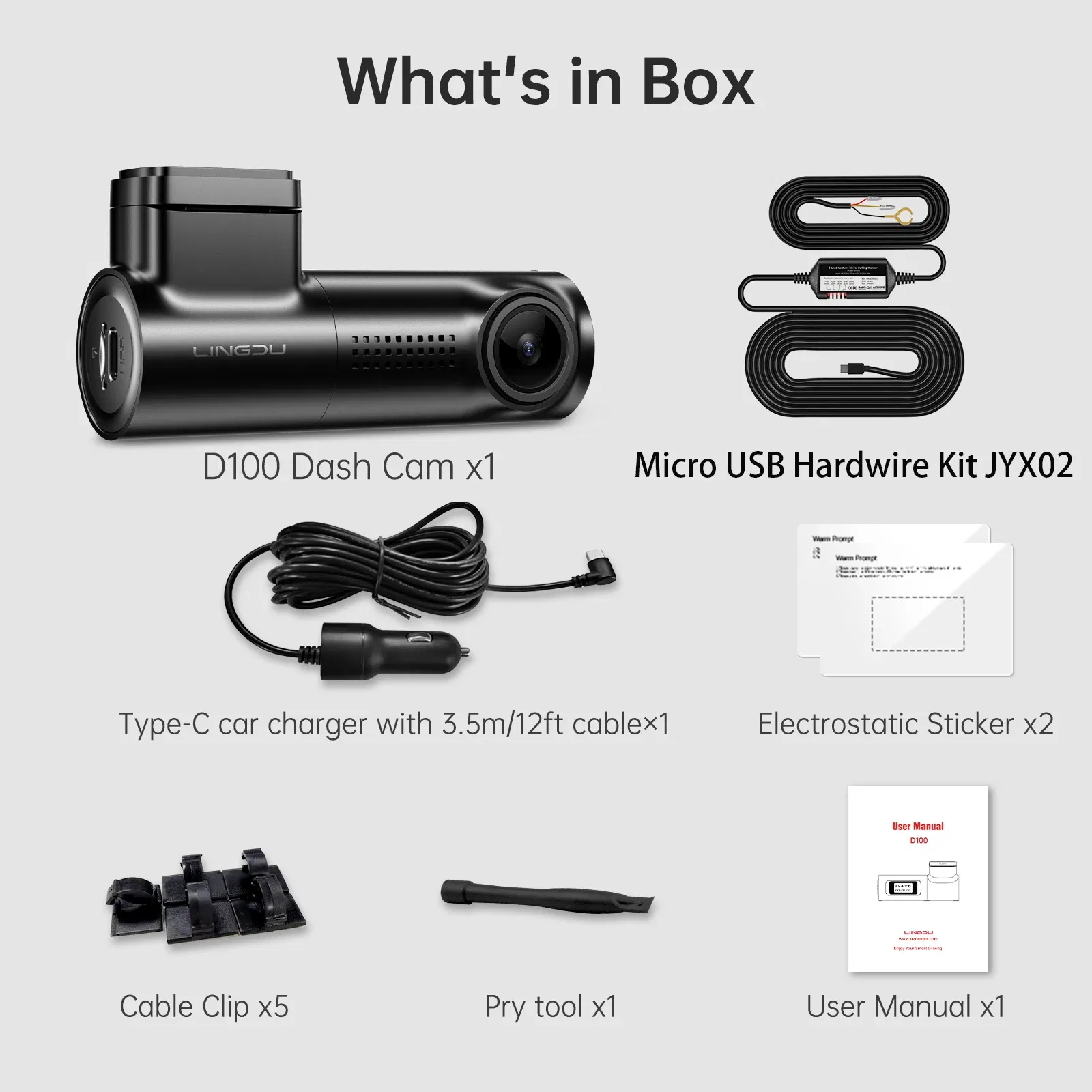 Color Name: WHITE, Ships From: CHINA, Sd Card Memory: 16g - LINGDU D100 2.5K Dash Cam Front MINI Dash Camera for Cars Voice Control WDR Car DVR Parking Mode Built-in GPS WiFi Night Vision
