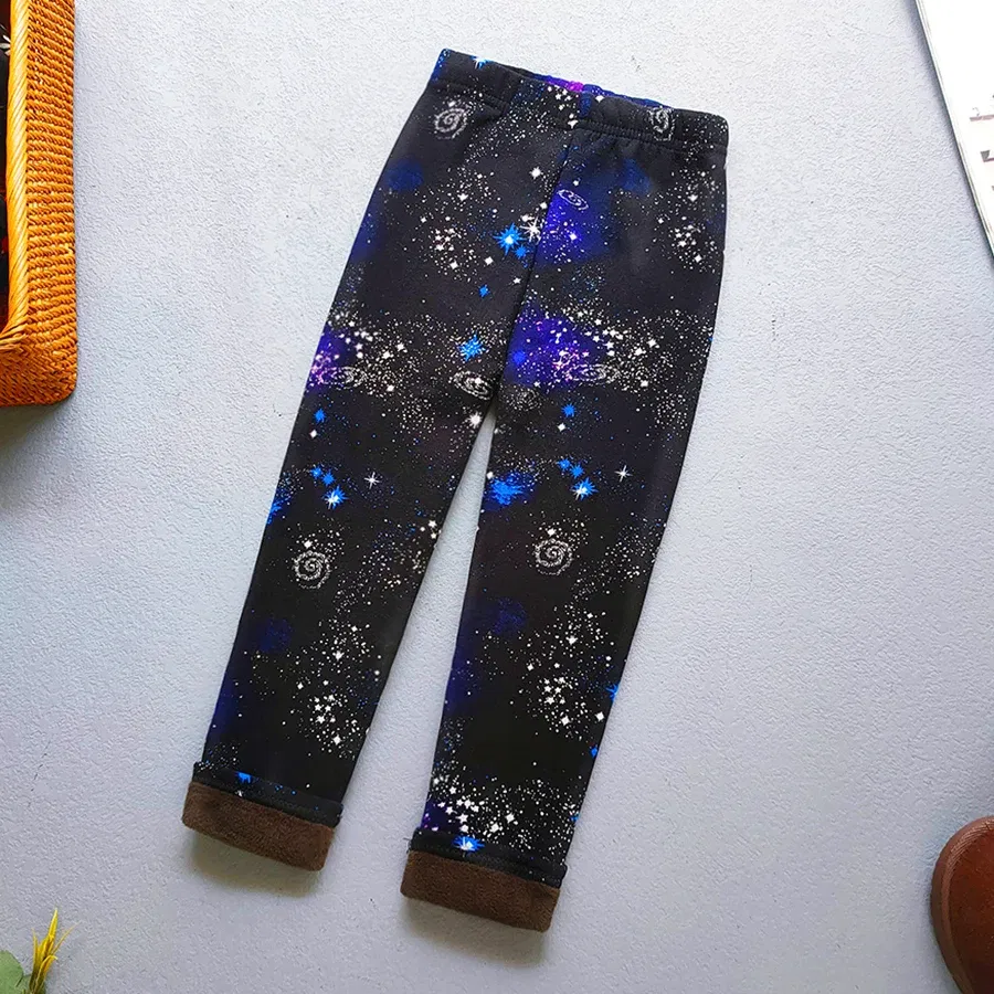Color: Ivory, Kid Size: 4T - Autumn Winter Print Flowers Thick Warm Kids Toddler Baby Girls Leggings Children's Pants