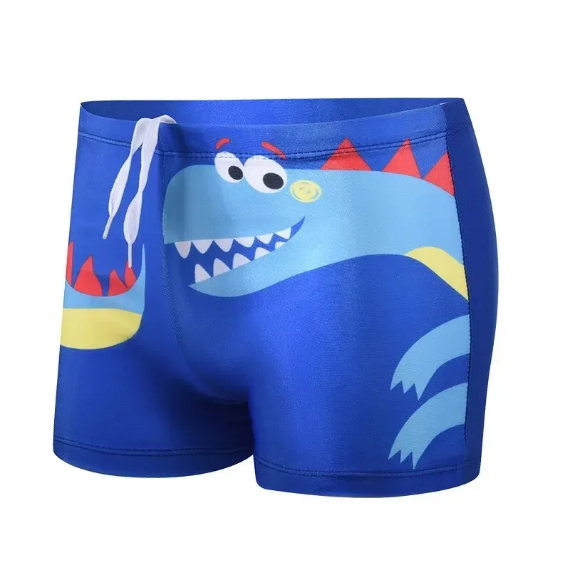 Size: XL, Color: Sky blue - Summer Boys Kids Cartoon Cute Dinosaur Pattern Flat Angle Quick Drying Children's Swim Trunks