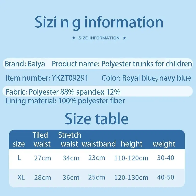 Size: XL, Color: Sky blue - Summer Boys Kids Cartoon Cute Dinosaur Pattern Flat Angle Quick Drying Children's Swim Trunks