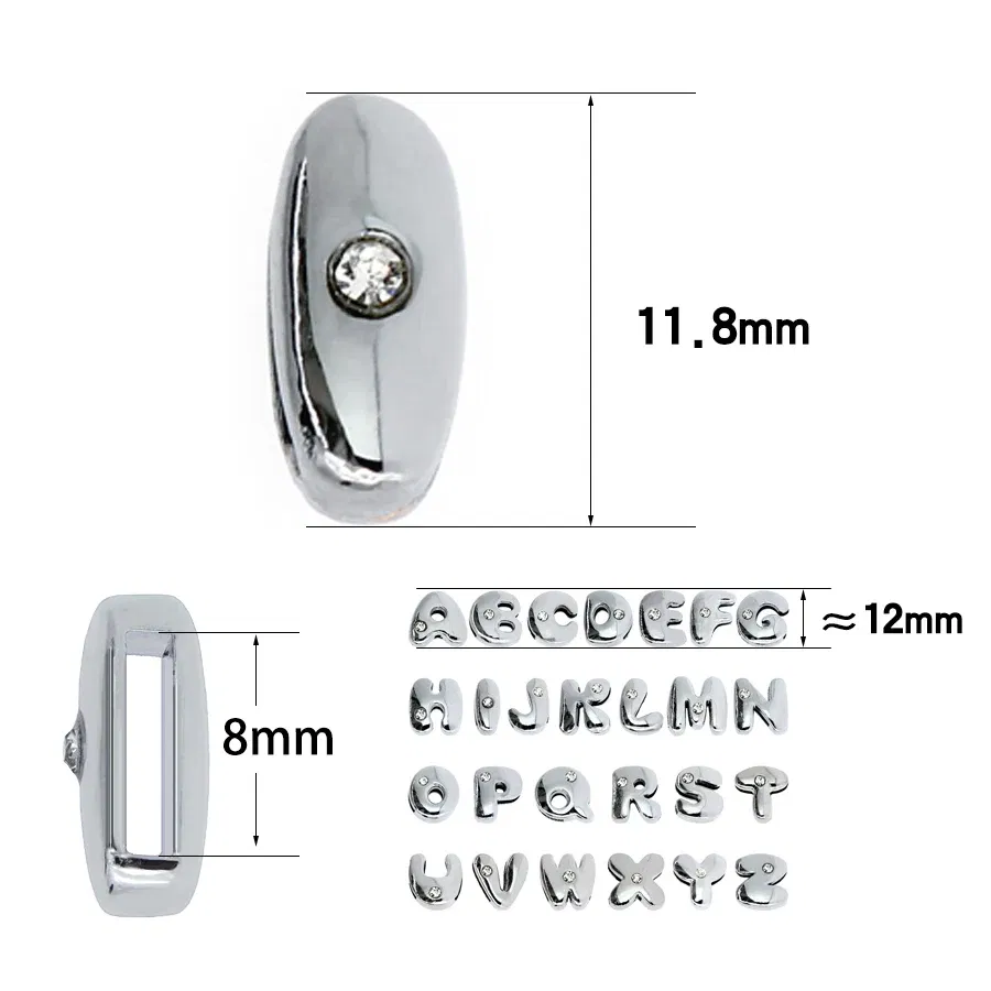 Color: Red - 8mm Fat Slide Letters Charms Bracelet Women Jewelry Making 1pc Slide Alphabet A-Z DIY Wristband Belt Keychain Pet Collar