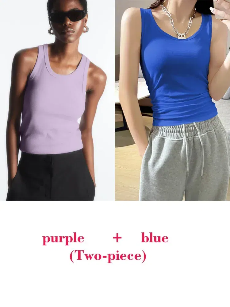 Color: Bright Yellow, Size: S - Women's Tees Sleeveless 100% Cotton Tops Summer O Neck Tanks & Camis Vest Slim Solid Sexy Crop Tops for Women Fashion