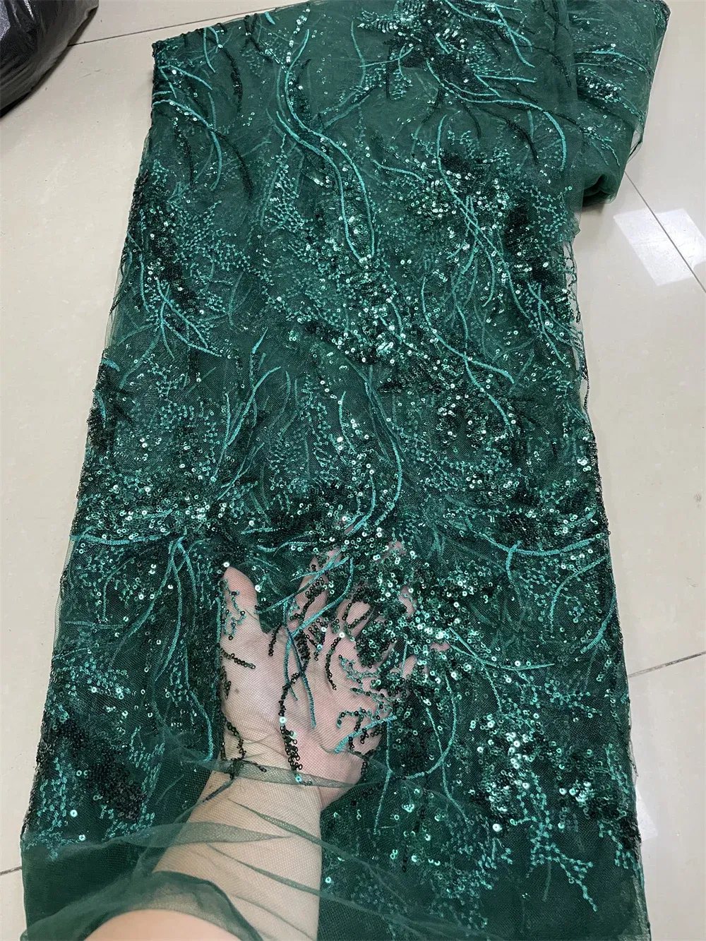 Color: PURPLE, Length: 5 yards, Width: 120cm - African French Sequined Lace Fabrics 2023 High Quality Tulle Lace 5 Yards Nigerian Embroidered Dress Material For Party Wedding