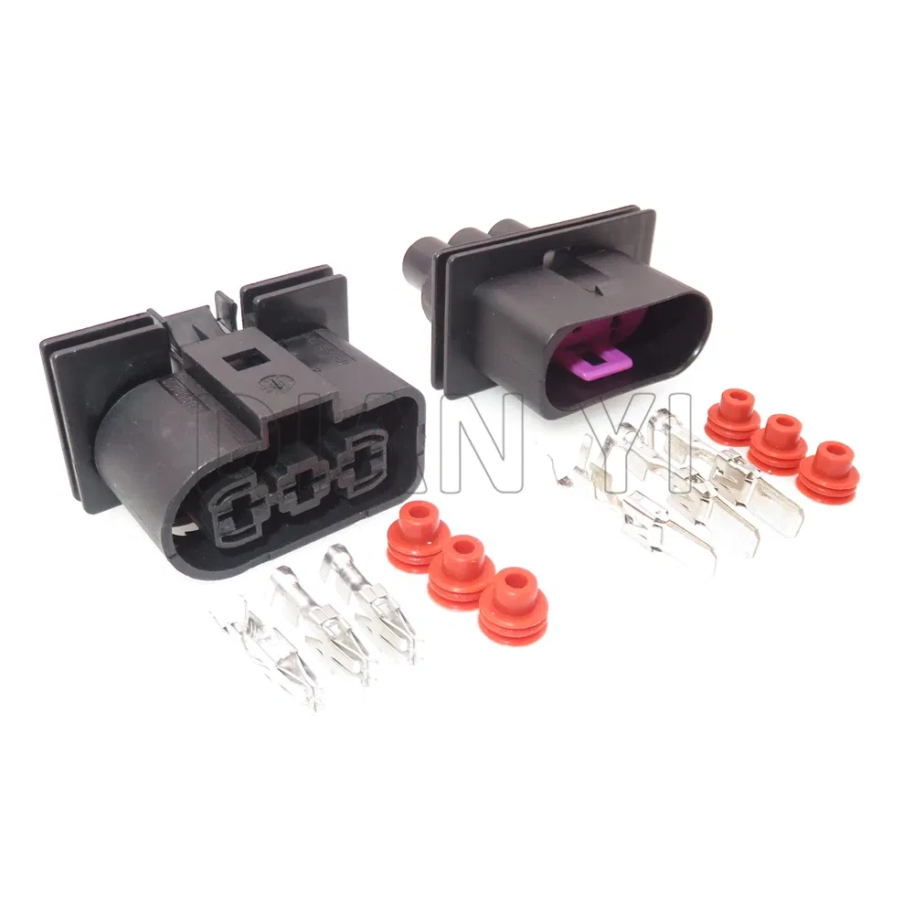 Color: WHITE - 1 Set 3 Way AC Assembly Auto Radiator Plug For VW 1J0906443 1J0 906 443 1J0 906 233 1J0906233 Car Electronic Fan Cable Socket