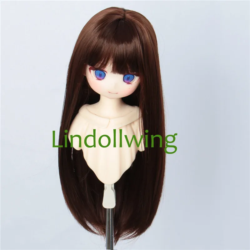 Color: Red Wine - 1/3 BJD Wig Pullip Dal DD Dollfie Doll Wig 8-9 inch Long Collection Wig