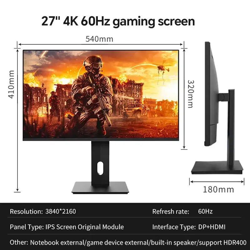 Color: WHITE, Ships From: CHINA - 2025 Anmite 27" IPS 4K Monitor Ps4 LCD Computer Game High color gamut screen suitable for graphic designers