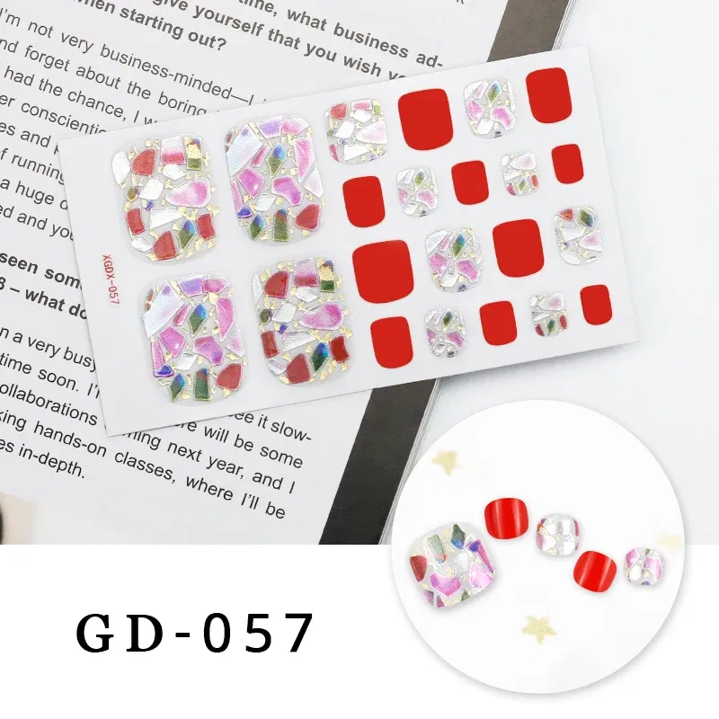 Color: Sky Blue - Colorful Nail Stickers Foot Shiny Glitter Nails Charms Full Cover Self-Adhesive Nail Polish Stickers for Nails Art