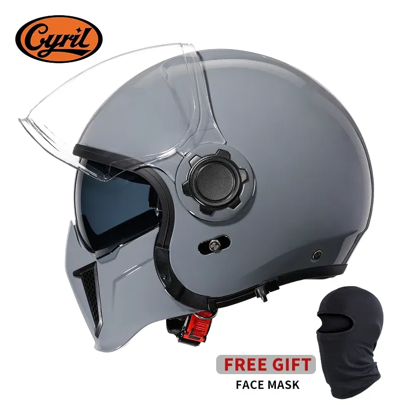 Color: Army Green, Size: M - Modular Motorcycle Helmet Full Face Open Face Retro Helmets DOT ECE APPROVED CYRIL OP12A Capacete De Moto Masculino