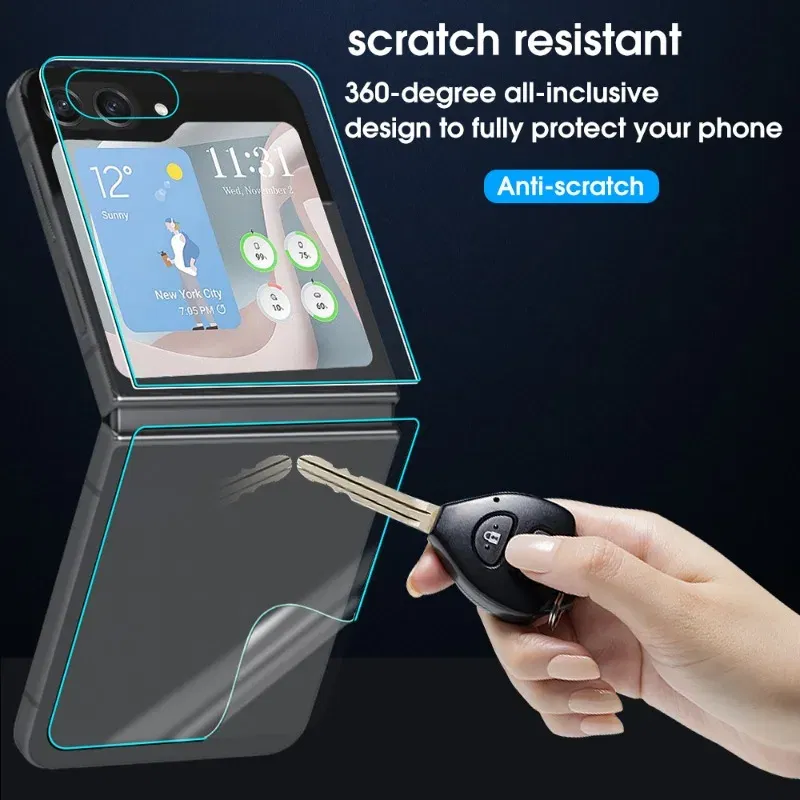Color: Frosted - For Samsung Galaxy Z Flip 5 Z Flip5 5G Phone Screen Protectors Front Back Inner HD Soft Hydrogel Film Anti-Scratch Protection