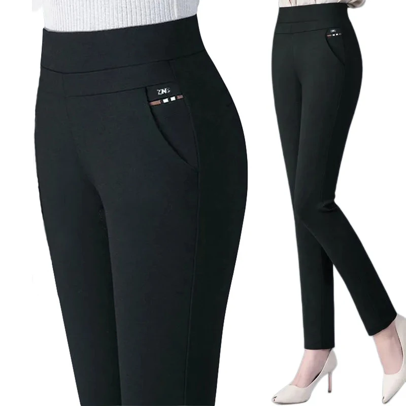 Color: DEEP BLUE, Size: XXL - Thin & Thick Warm Winter Pencil Pants Womens Snow Plush Strench Lady OL SkinnyTrousers Femal Thichen Slim Clothing Leggings
