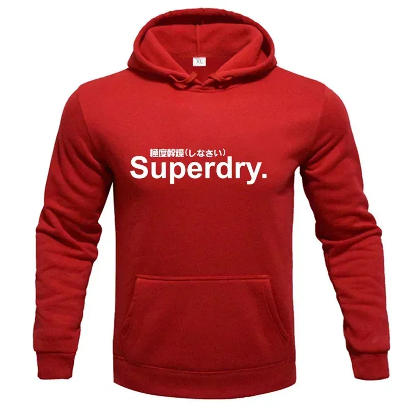 Color: GRAY, Size: XL - spring autumn superdry printed Men women Hoodies Fleece Warm Mens Sweatshirt Fashion Men Fleece Warm Sweatshirt