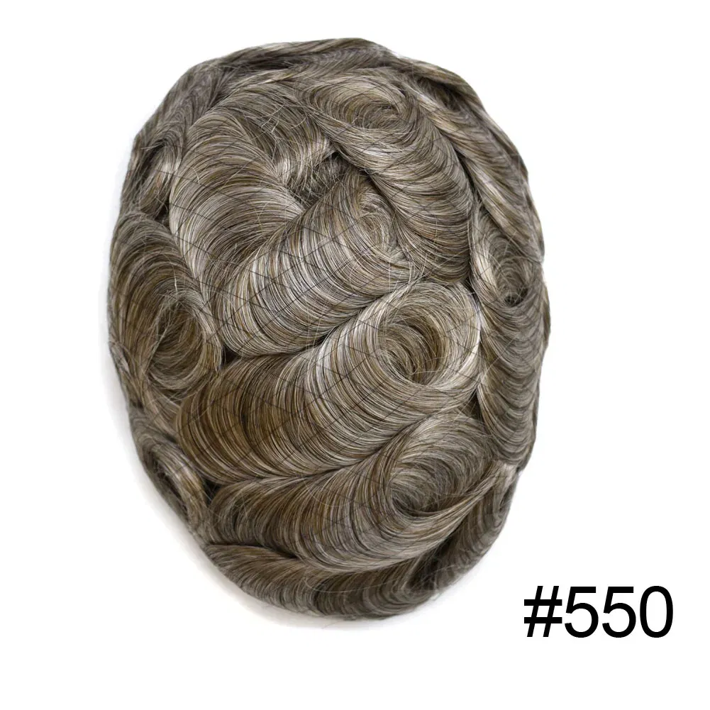 Toupee Color: 550#, Toupee Density: 100%, Length: 6 inches, Ships From: CHINA, Toupee Size: 8x10 - Men Toupee Hair Systems Ultra Thin Skin 0.06MM V-LOOP Capillary Prosthesis Invisible Hairline Real Human HairPieces Hair Units