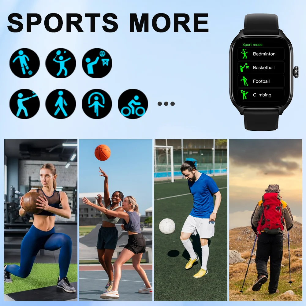 Color: WHITE - LAXASFIT H9 and H6 Smartwatch Dial to Answer Calls Calorie Tracking Heart Rate Blood Oxygen Monitoring Bluetooth Smart Watch