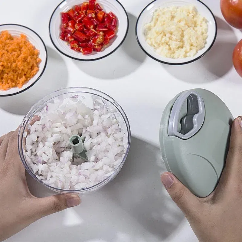 Color: Light green - 500/900ML Manual Meat Mincer Garlic Chopper Rotate Garlic Press Crusher Vegetable Onion Cutter Kitchen Cooking Accessories