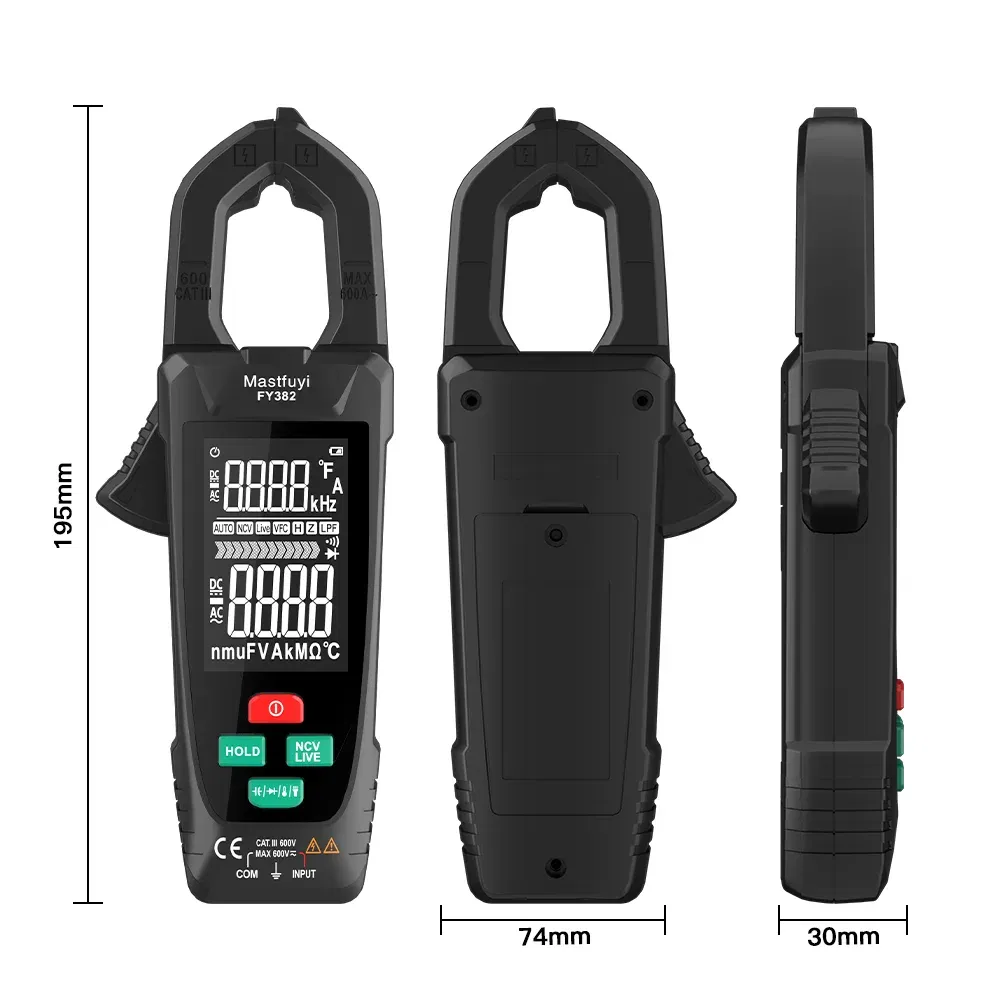 Color: Brown - MASTFUYI digital clamp meter 3 in 1 multifunction multimeter&electrical tester &temperature meter True RMS NVC induction Ammet