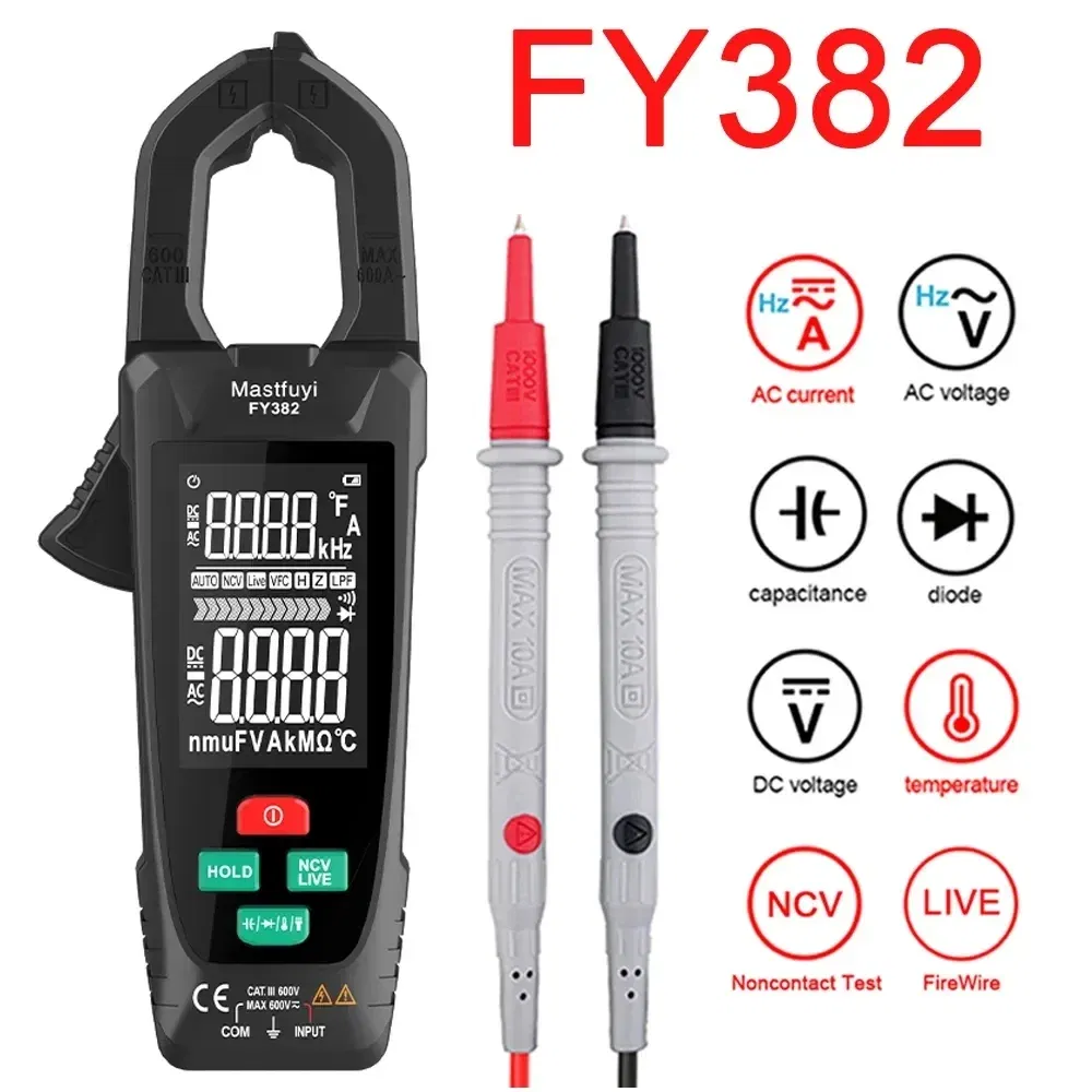 Color: Brown - MASTFUYI digital clamp meter 3 in 1 multifunction multimeter&electrical tester &temperature meter True RMS NVC induction Ammet