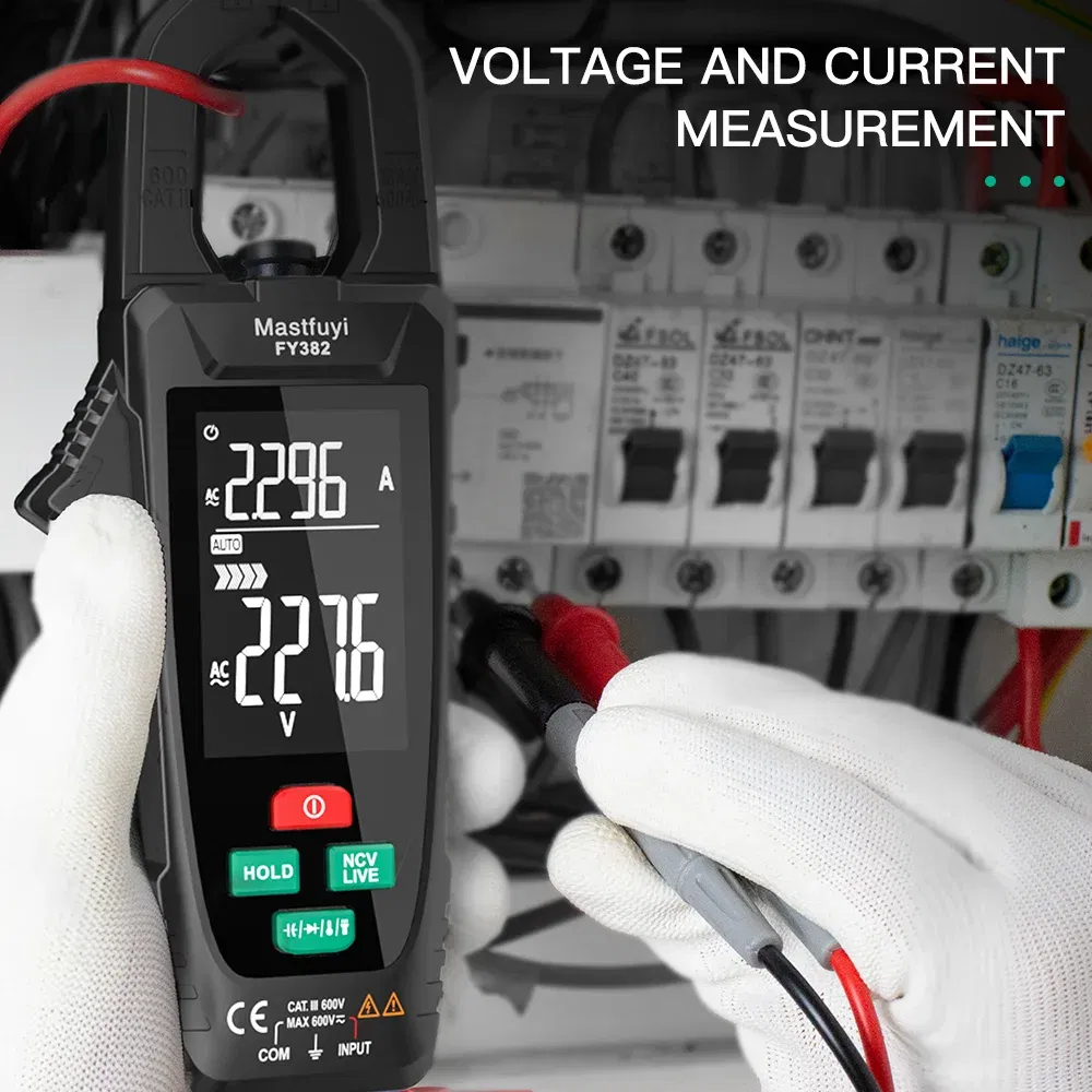 Color: Brown - MASTFUYI digital clamp meter 3 in 1 multifunction multimeter&electrical tester &temperature meter True RMS NVC induction Ammet