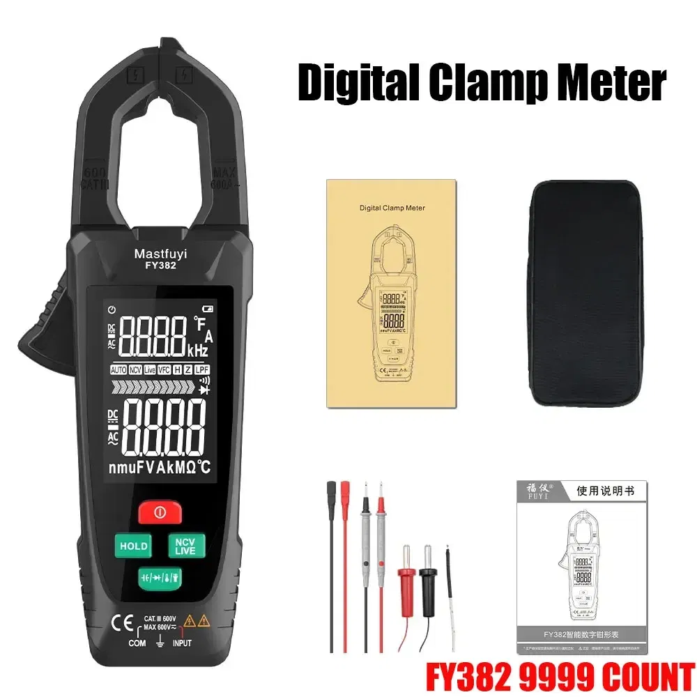 Color: Brown - MASTFUYI digital clamp meter 3 in 1 multifunction multimeter&electrical tester &temperature meter True RMS NVC induction Ammet