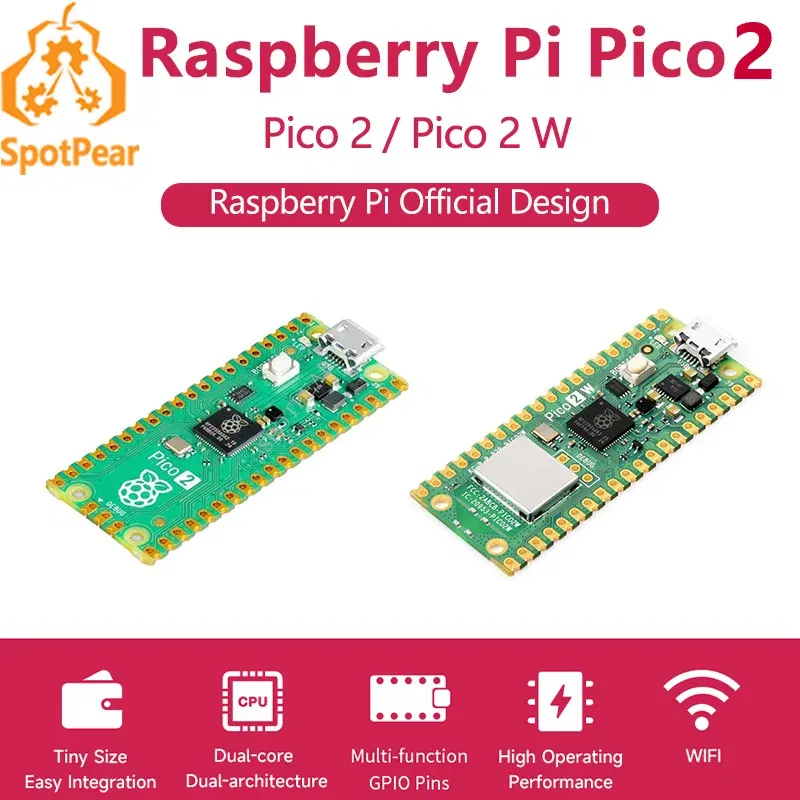 Color: green - Raspberry Pi Pico 2 RP2350 Pico2 Optional Pico2W 2 W ARM Cortex-M33 And RISC-V Hazard3 520KByte 4MByte QSPI Flash