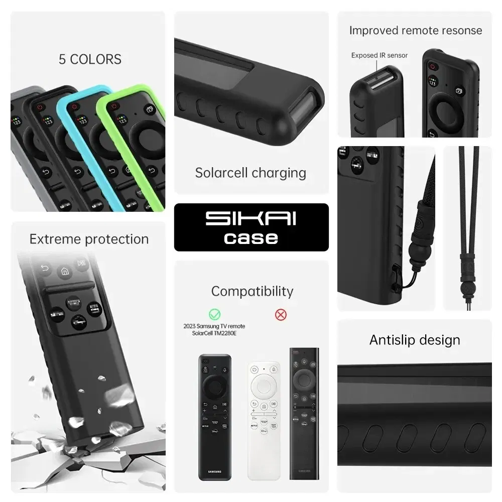 Color: Light green - Silicone Remote Cover for Samsung 2023 TM2360E BN59 01432A TM2361E BN59 01455E Samsung Smart TV Remote Anit Lost with Lanyard