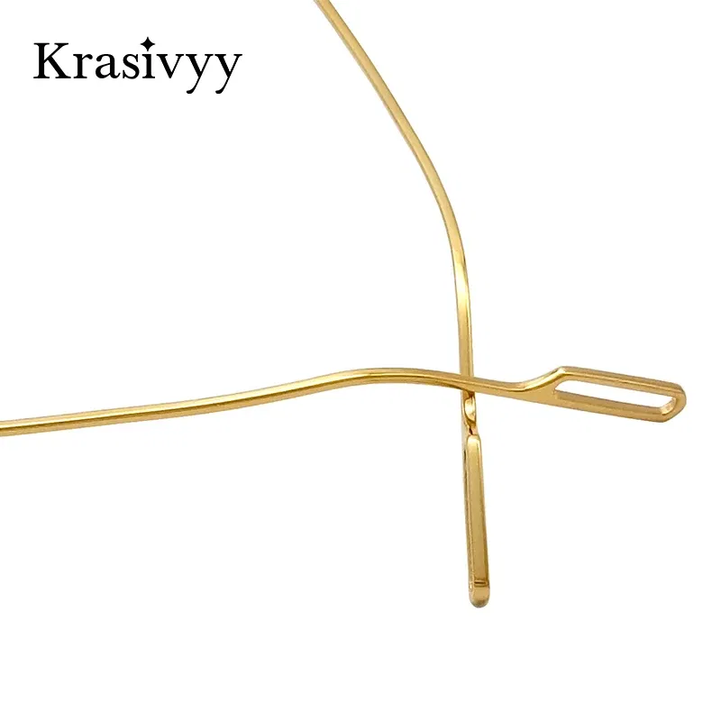 Krasivyy Pure Titanium Rimless Glasses Frames Men Square Luxury Brand Designer Eyeglasses Women New High Quality Optical Eyewear