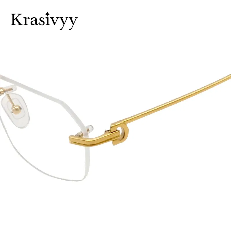 Krasivyy Pure Titanium Rimless Glasses Frames Men Square Luxury Brand Designer Eyeglasses Women New High Quality Optical Eyewear