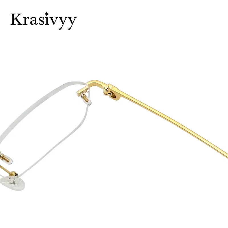 Krasivyy Pure Titanium Rimless Glasses Frames Men Square Luxury Brand Designer Eyeglasses Women New High Quality Optical Eyewear