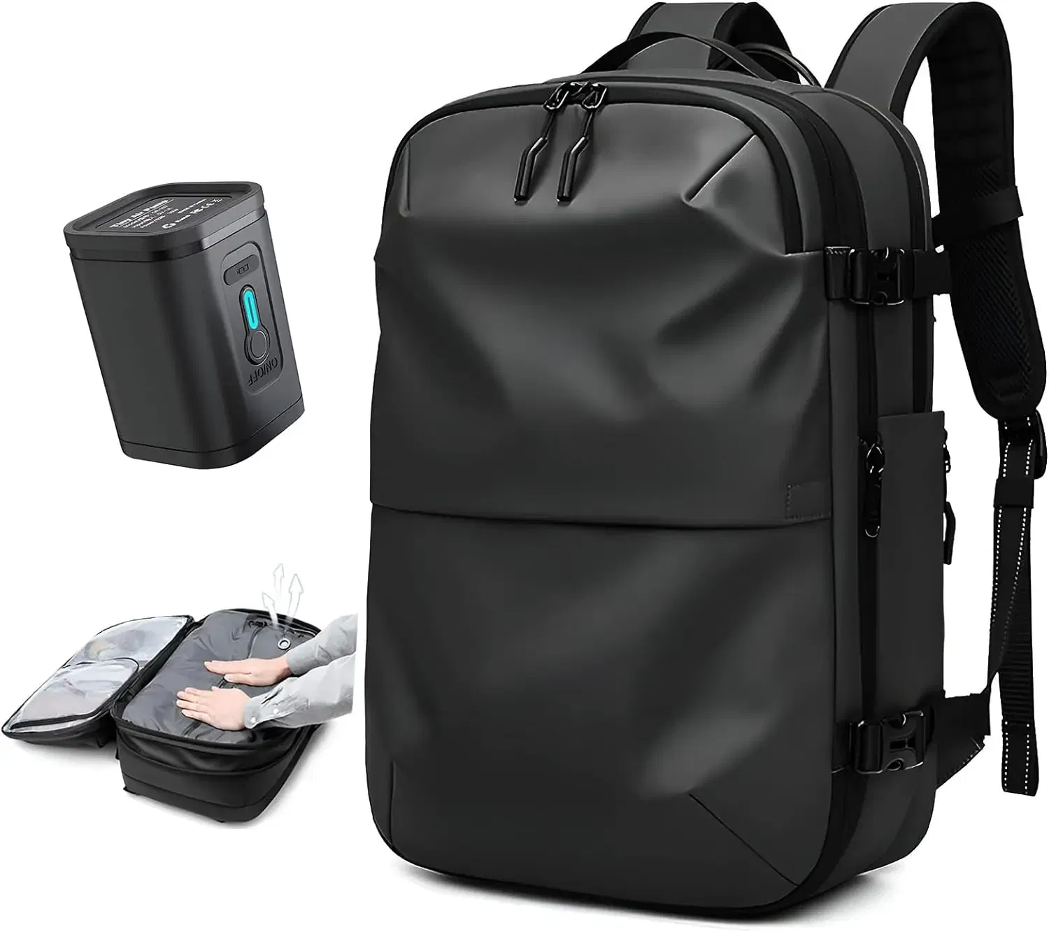 Color: Burgundy - Airback Vacuum Compression Backpack with Vacuum Pump 60L Expandable Travel Backpack for Men Women Airline Approved Business Bag
