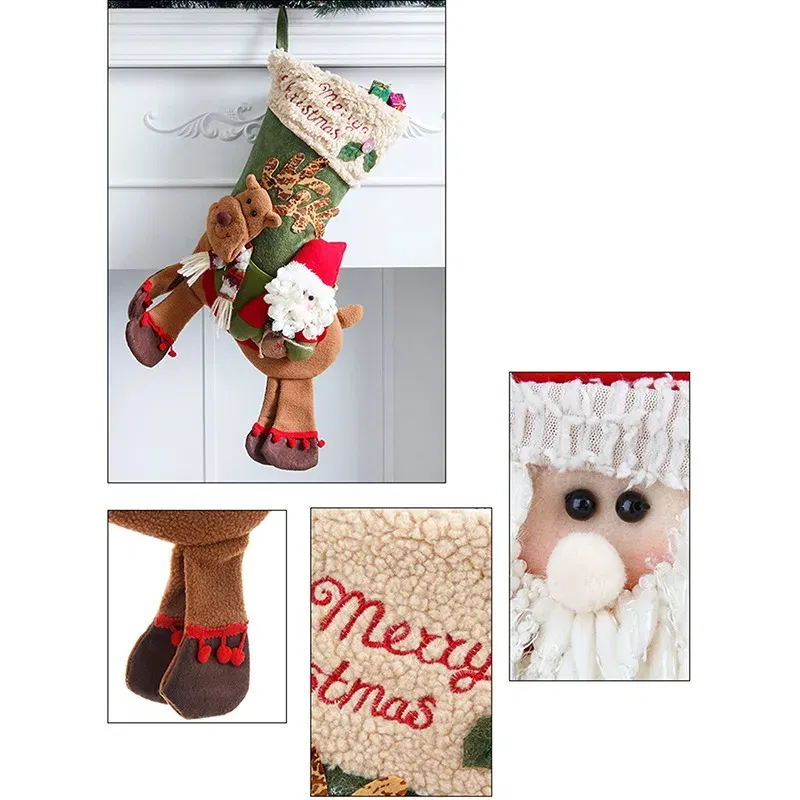 Color: Deep Sapphire - Large Long-legged Santa Claus Snowman Riding A Deer Big Socks Children's Christmas Gift Apple Bag Decoration Children's Gift Toy