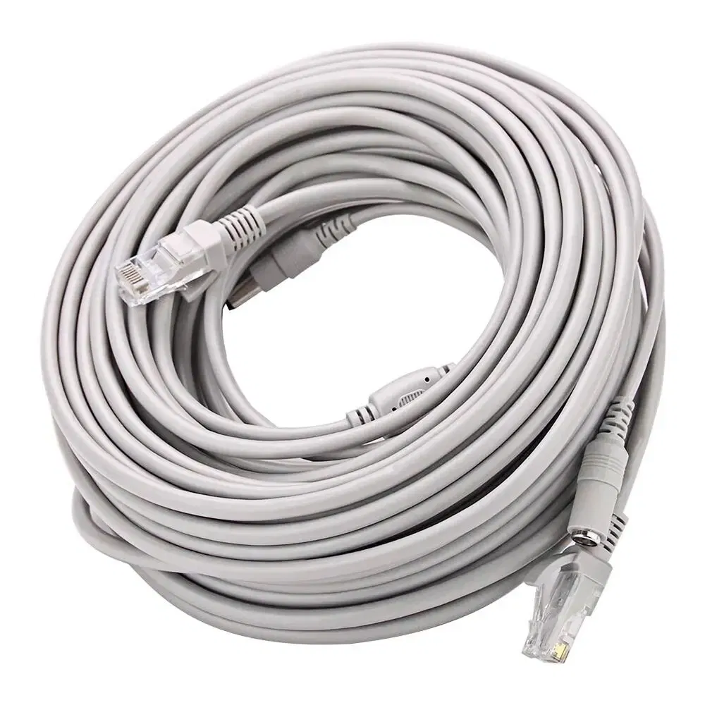 Color: WHITE, Cable Length: 15m - CCTV Cable RJ45 for Video Surveillance Cable Camera Ethernet Network DC Power 2 in 1 Network Extension Lan 5/10/15/20m IP Camera