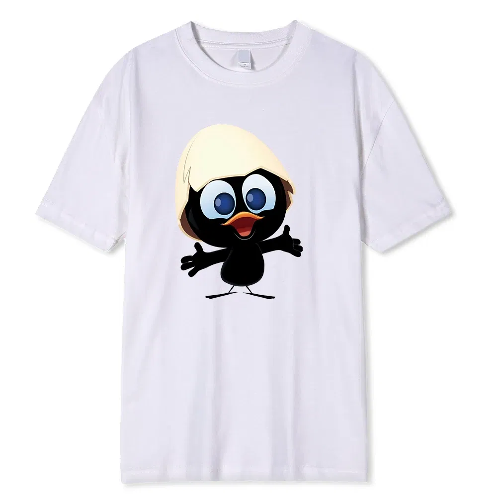 Color: Beige, Size: M - Sunlight T Shirt Big Size Men Calimero Cartoon pattern Men T Shirt Painted Funny Tshirt Men T Shirt