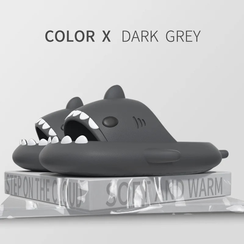 Color: GRAY, Shoe Size: 35 - Shark Slides Women Slippers Men Flip Flops Home Couple Kids Bathroom Flat Shoes Outdoor Beach Funny Sandals Men Slippers