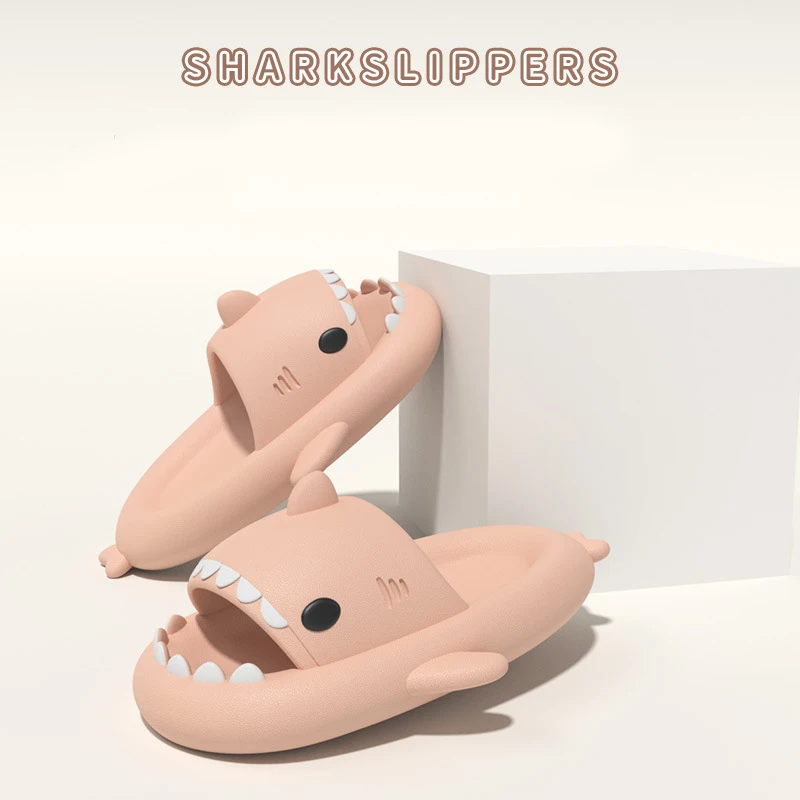 Color: GRAY, Shoe Size: 35 - Shark Slides Women Slippers Men Flip Flops Home Couple Kids Bathroom Flat Shoes Outdoor Beach Funny Sandals Men Slippers