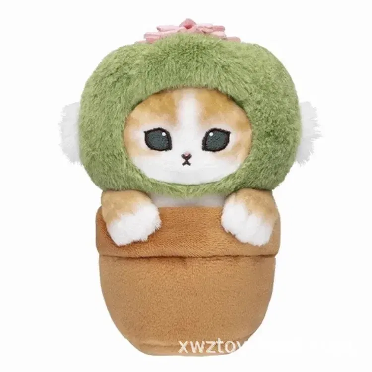 Color: light green - Hot Kawaii Plush Keychain Pendant Cartoon Mofusand Shark Cat Cross-Dressing Hello Kitty Kuromi Doll Stuff Backpack Decor Toys