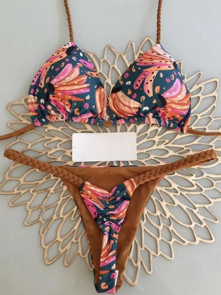 Color: Blue, Size: M - Bikini High Waist Swimsuit Sexy Thong Bikini Set Zebra Print Women Brazilian Swimwear 2023 New Biquini Swim Bathing Suits Women