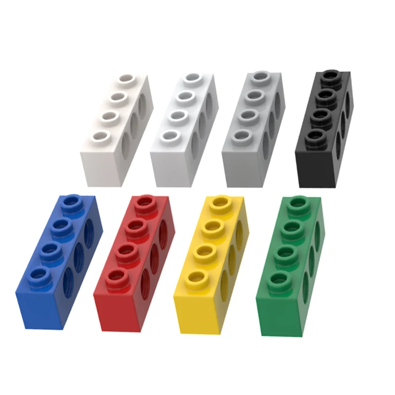 Color: Blue - Rainbow Pig MOC 3701 Brick 1x4 with 3 Holes Building Blocks Classic Brand DIY Assembles Particles Educational Tech Kid Spare Toy