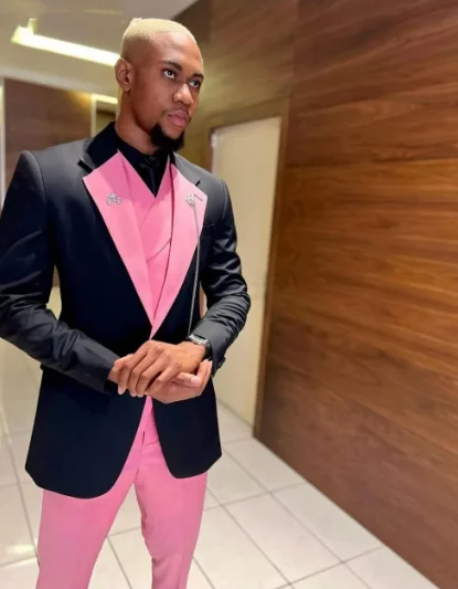 Color: Beige, Size: XXS - Black Pink Men Suits Wedding Prom Party Suit Single Breasted Blazer Sets Costume Homme trajes de vestir para hombre 3 Pieces