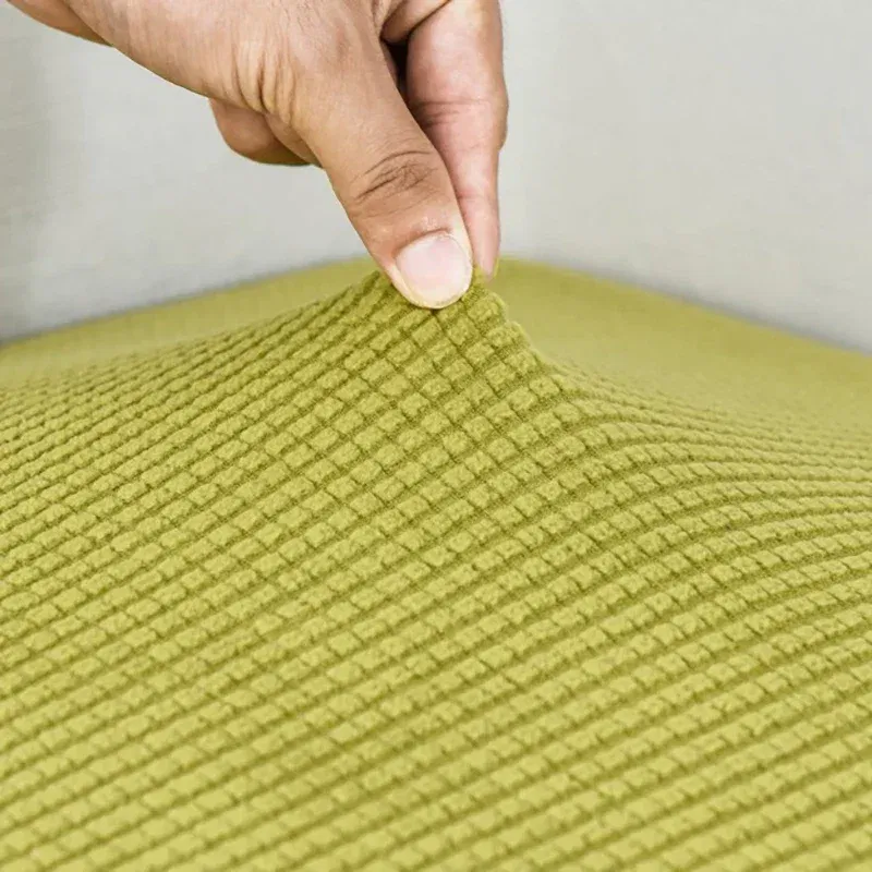 Color: OLIVE YELLOW, Specification: 80*80cm - Jacquard Sofa Cushion Cover for Living Room Pets Kids Furniture Protector Polar Fleece Stretch Washable Removable Couch Covers
