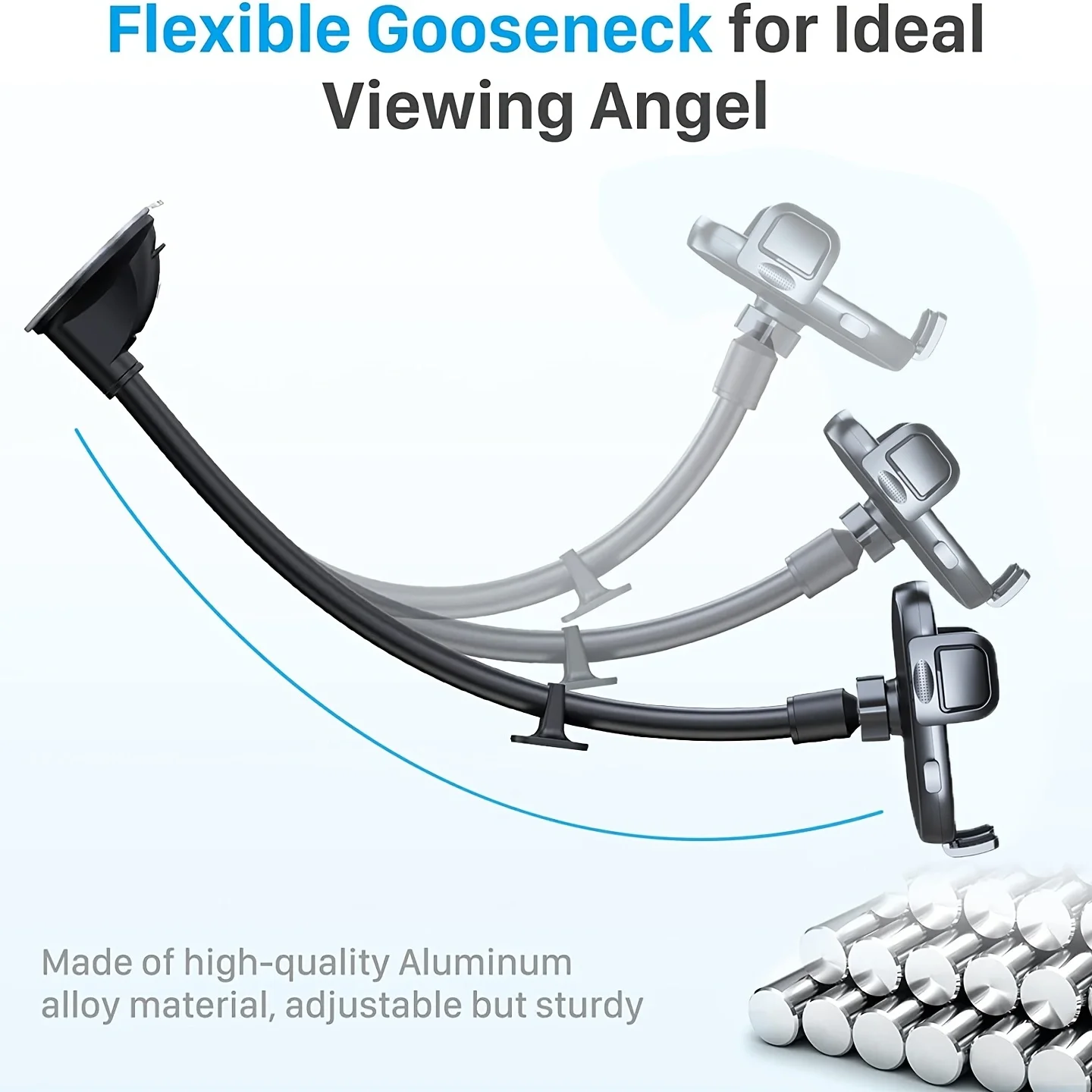 Car Phone Holder for Car Windscreen Flexible Long Arm 13" Goose-neck Mobile Phone Holder Compatible Suction Base Dashboard