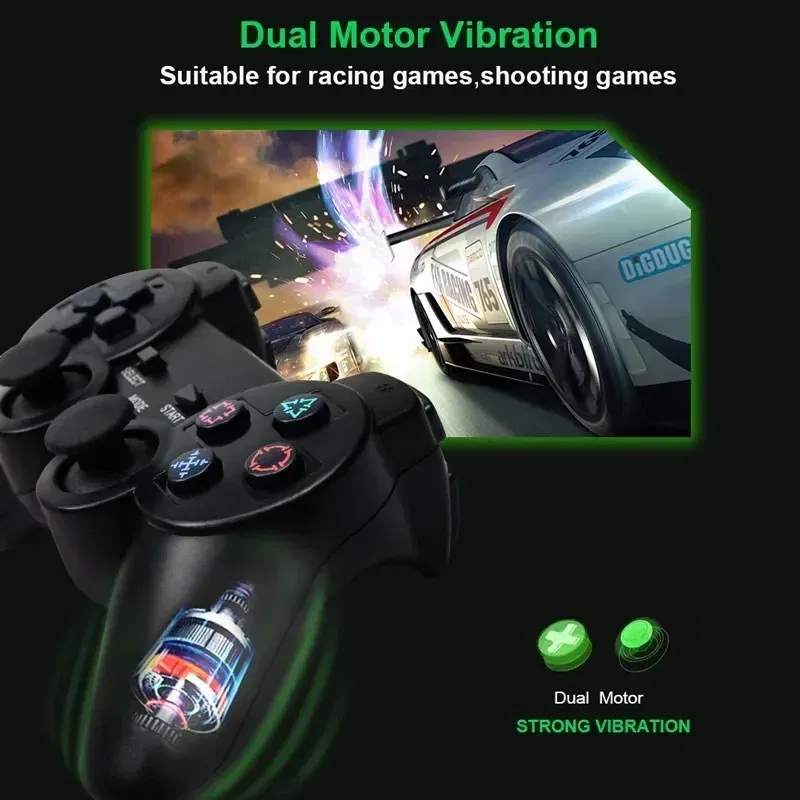 Color: Blue - Wireless Gamepad for Sony PS2 Controller for Playstation 2 Console Joystick 2.4G Double Vibration Shock Joypad USB PC Game