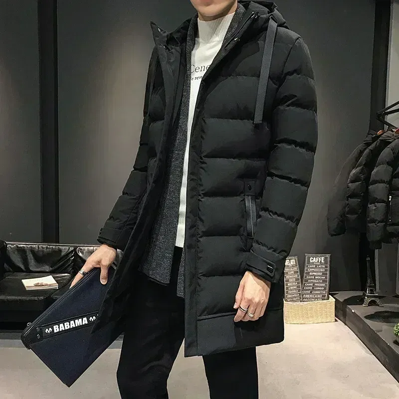 Color: Beige, Size: 8XL - Men Long Down Jackets Winter Coats Chaquetas Hooded Casual Winter Parkas High Quality Male Green Warm Parkas Coats Size 8XL