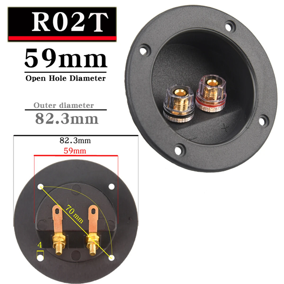 Color: green, Bundle: Bundle 1 - HIFIDIY LIVE Square circle (Install Hole 49-76) speaker junction Box Terminal Shell 2 copper Binding Post Wire Cable Connector